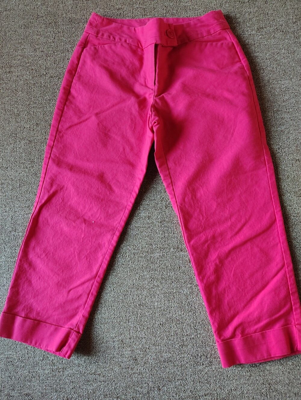 Ann Taylor Curvy Pink Capri Pants Button Closure Flat Front Solid Women 0